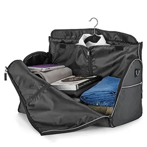 2 In 1 Carry On Garment Bag Custom Logo Business Travel Nylon Foldable Storage Duffle Suit Cover Bag
