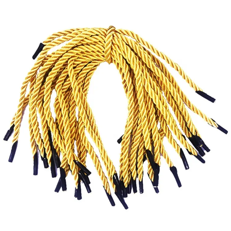 Cordon torsadé avec crochets en plastique noir, corde tressée en or de 5mm, pour boîte à papier et poignée de sac, prix d'usine chinois