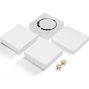 Kotak perhiasan kalung gelang kertas karton putih mewah kemasan dengan Logo kustom