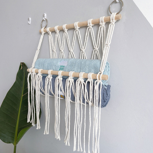 Bohemian Style Hand-Woven Cotton <strong>Rope</strong> <strong>Shelf</strong> for Hanging Children's Room Storage with Doll Book Decoration Wall <strong>Shelf</strong> - Product Image 4