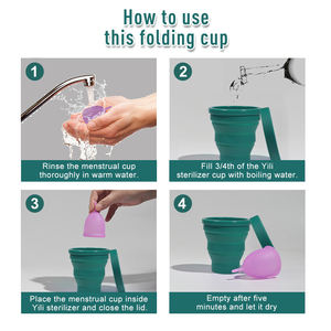 Logotipo personalizado Ecofriendly Higiene femenina <span class=keywords><strong>Microondas</strong></span> 200ml Silicona Periodo <span class=keywords><strong>Copa</strong></span> Limpiador Plegable <span class=keywords><strong>Copa</strong></span> <span class=keywords><strong>Menstrual</strong></span> Esterilizador - Product Image 6