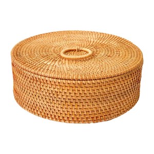 Panier de rangement rond tissé à la main, écologique, respirant, pour collations, jouets, serviettes, cosmétiques, organisation du bureau, bac de rangement en rotin - Product Image 2