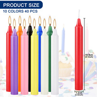 40pcs Bougies chandeliers non parfumées Hanukkah Party Decor Colorful Magic Decor Witchcrafts Paraffin Wax Stick Pillar Candles Set