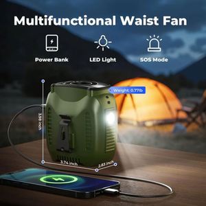 10000mAh UBS Portable Wearable Fans Private Mold Brushless Motor Low Noise Usb Fan <b>Cooler</b> 5 Speed Waist Fan for Outdoor Sports - Product Image 3