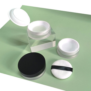 Pepper Powder Dispenser 15g Mirrorless Screw Top Round Portable Container With Powder Puff Flip Top Elastic <b>Mesh</b> - Product Image 2