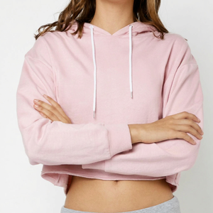 Sudadera con Capucha para Mujer, Color Rosa, de Algodón Tejido, Estilo Oversize, Corta, Transpirable, de Color Sólido, para Otoño - Product Image 1