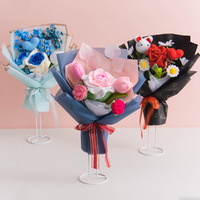 Buket Bunga Rajutan Tangan DAMAI - Mawar, Bunga Matahari, Tulip, Teratai - Desain Modern untuk Hari Valentine, Paskah, Hari Ibu