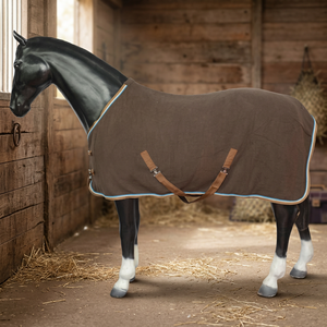 Couverture en polycoton marron pour selle de cheval, légère et chaude, avec bandes de maintien ventrale - Product Image 1