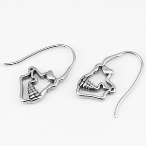 ต่างหูสแตนเลสชุบไทเทเนียมสำหรับผู้หญิง ดีไซน์หัวกะโหลก ขายส่งราคาถูก - Product Image 2