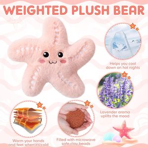 Coussin chauffant et rafraîchissant amovible en peluche <span class=keywords><strong>super</strong></span> douce en forme d'étoile de mer, avec remplissage de lavande et de graines de lin, pour 0-24 mois - Product Image 3