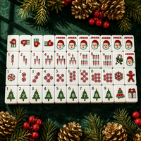 Mahjong américain de Noël Rouge Vert Sable Mouvant, 160 tuiles, Boîte Cadeau de Luxe, Motif Père Noël, Vente en Gros, Prêt à Expédier Rapidement