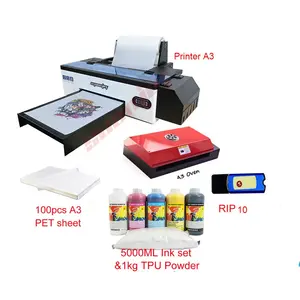 テキスタイル印刷機のすべてのTシャツパーカー用5000mlインク & wInKペッパーパウダーPETフィルムを備えた工場A3DTF Tシャツプリンター