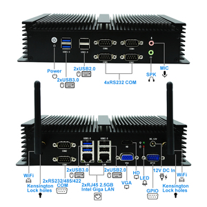 Không Quạt Chơi Game Máy Tính Để Bàn Máy Tính Core I5 4278U I7 4500U Phần Cứng 6 * RS232 Micro Công Nghiệp PC - Product Image 5