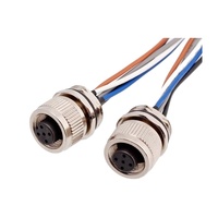Bairui M12 5Pin Sensor hembra Montaje en panel circular Whirligig Conectores con arnés de cables codificado DIN para señales de alimentación