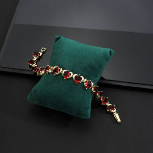 Pulsera de tenis de cristal con forma de cuadrado y corazón para mujer, pulsera de eslabones con piedras preciosas multicolores chapada en oro, regalo de joyería de moda - Product Image 3