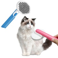 Pet köpek ve kedi güzellik saç çıkarıcı bakım knot ve Tangles fırça kendi kendini temizleyen düğme masaj Pet saç temizleme fırçası