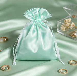 Bolsa de Regalo con Cordón de Satén Brillante, Bolsa de Almacenamiento de Seda Verde Menta para Joyería, Muestras de Perfume, Recuerdos de Fiesta y Empaque de Boda - Product Image 5