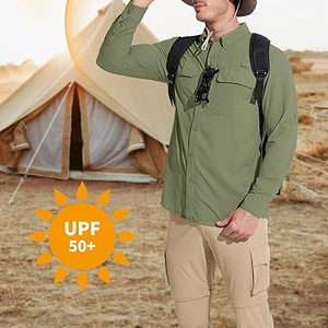 Nhà Máy Tùy Chỉnh Câu Cá Ngoài Trời Nút Xuống Upf 50 + Mặt Trời Bảo Vệ Không Thấm Nước Đi Bộ Đường Dài Áo Sơ Mi Tay Áo - Product Image 3