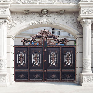 Puerta de Patio de Aluminio Fundido con Diseño de Decoración Exterior en Pintura Dorada - Product Image 4