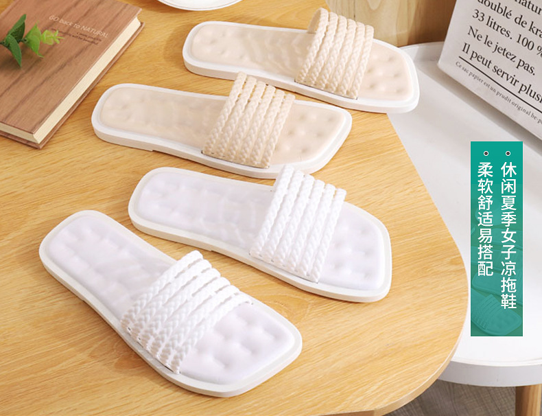 Fashion Slippers Women Casual Home Breathable Flat Shoes Injection PVC Slides Sandals