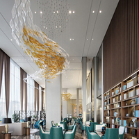 Personnaliser le poisson suspendu restaurant éclairage luxueux hall d'hôtel grand lustre en verre de Murano