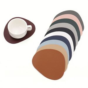 Fashionable Pu Leather Waterproof Cup Pad Irregular <b>Drinks</b> <b>Coasters</b> for Coffee Table Housewarming Gifts - Product Image 3