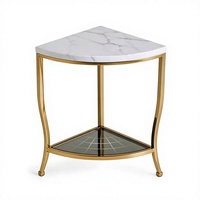 Table d'angle triangulaire en marbre avec structure métallique pour salon, table d'appoint de canapé