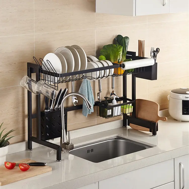 Égouttoir à vaisselle pour ménage, pont d'évier, support de séchage en acier inoxydable, multifonction, de cuisine