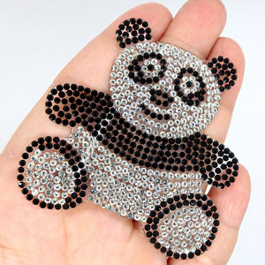 Wholesale Rhinestone Animal <strong>Patches</strong> Iron on Cute Small Chinese <strong>Panda</strong> Shaped Beaded Rhinestone <strong>Patch</strong> for Clothes Accessories - Product Image 3