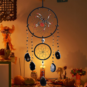 Décoration <span class=keywords><strong>de</strong></span> fête artisanale pour Halloween : toile d'araignée, crâne, ornements suspendus, grand attrape-rêves - Product Image 1