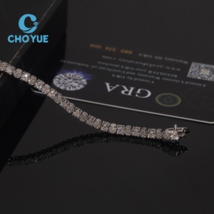 Exclusiva y Elegante Pulsera de Tenis con Diamantes de Moissanita VVS1 y Plata de Ley 925, Diseño de Racimo, Regalo para Mujer - Product Image 3