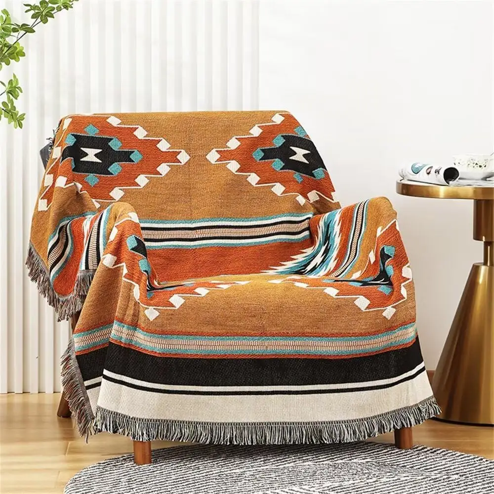 Bohemian Soft Warm Cozy Lightweight Couch Cover Bedspread Decorative Blanket Knitted Throw Blanket with Tassels