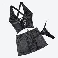 Z3539L Nouvelle Collection – Ensemble Robe et Jupe Sexy à Bretelles Croisées et Dos Nu en Tissu Polyester de Haute Qualité avec Empiècements en Maille pour Femme