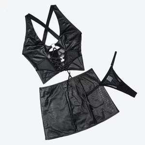 Z3539L Vente chaude Robe-ensemble <span class=keywords><strong>sexy</strong></span> à bretelles croisées et jupe moulante en maille de polyester de haute qualité pour femmes - Product Image 5