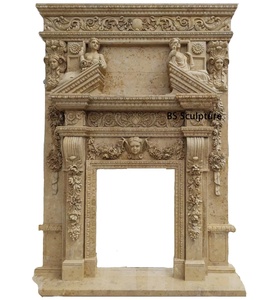 Luxury <strong>Large</strong> Customized White Double Marble <strong>Mantel</strong> <strong>Fireplace</strong> with Nude Lady Freestanding Modern Villa Indoor - Product Image 2