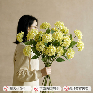 Fleurs d'hortensia artificielles en soie Yuan Nuo, branche simple à 2 têtes, pour décoration de mariage et de maison - Product Image 4
