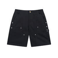 Shorts de travail pour homme en toile de coton, avec poches utilitaires, boucle pour marteau, passant de ceinture, kaki, style cargo, pour l'été
