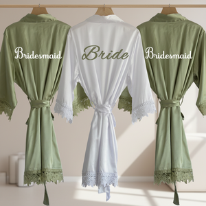 Lussuoso Kimono in Raso di Seta, Vestaglia <span class=keywords><strong>da</strong></span> Damigella, Abito <span class=keywords><strong>da</strong></span> Notte Sexy <span class=keywords><strong>da</strong></span> Donna <span class=keywords><strong>Taglie</strong></span> <span class=keywords><strong>Forti</strong></span>, Accappatoio con Bordo in Pizzo e Scollo a V, Vestaglia <span class=keywords><strong>da</strong></span> Mattina - Product Image 6