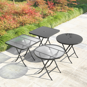 <b>Outdoor</b> <b>Folding</b> Patio Diameter 60cm Water Ripple Folded Round <b>Table</b> with Wave Glass Dining for Garden - Product Image 3