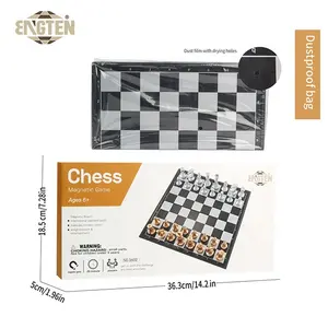 لعبة شطرنج قابلة للطي, لعبة شطرنج من البلاستيك قابلة للطي ، قطع شطرنج ذهبية وفضية