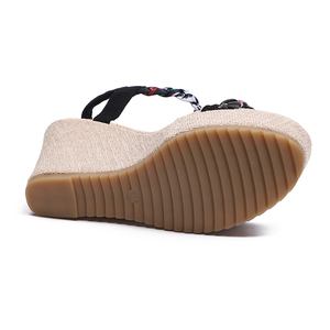 Nouvelles sandales sexy pour femmes à talons hauts, avec lanières tressées colorées et boucle métallique, dessus orné de strass, <span class=keywords><strong>talon</strong></span> <span class=keywords><strong>compensé</strong></span>, semelle en caoutchouc HLei20 - Product Image 5