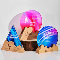 Trophée personnalisé en bois de cristal de la série Honor, souvenir de récompense professionnelle