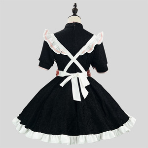 Chinese Style Maid Outfit Lolita Cosplay Dress Black Polyester Jacquard Fabric Summer 2024 Game Anime Role Playing - Product Image 4