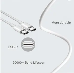 Hot Sale White 1M 3A Fast Charging Type C To Type C Cable For Android Mobile Cell Phone For Chargers
