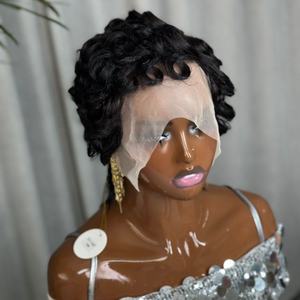 Perruque Chioma en promotion, perruque courte bouclée 13x4 HD avec dentelle transparente, noire naturelle, 100% cheveux humains bruts pour personnes noires - Product Image 2