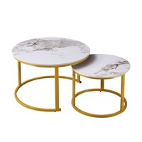 Ensemble de salon moderne nordique deux tables basses éthiopiennes à coin carré avec matériau en pierre portable à hauteur réglable