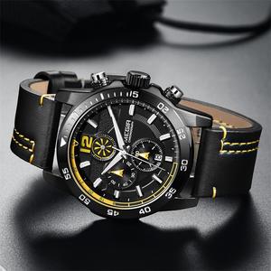 Nuevo reloj para hombre, reloj de cuarzo cronógrafo de cuero genuino, reloj deportivo resistente al agua - Product Image 3