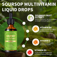 Vente en gros OEM Marque Privée 60ml Gouttes liquides d'extrait naturel de corossol (Graviola) végétalien, Complément alimentaire avec Vitamines B6, C et D3