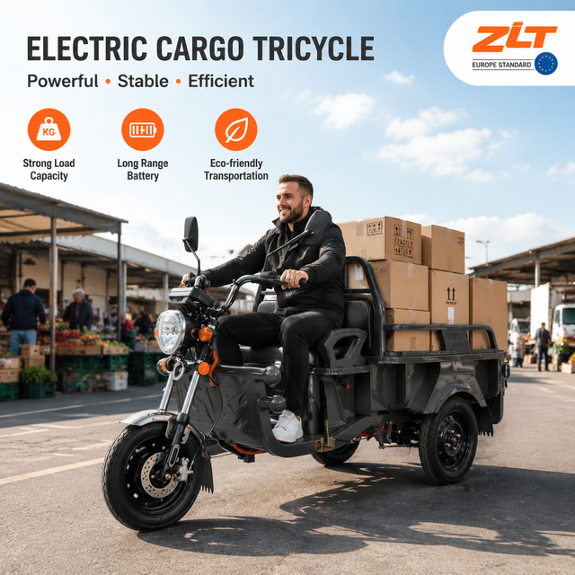 T4C Mini Electric Cargo Tricycle 300kg Payload 45km Range for Warehouse Farm Market and Last Mile Delivery