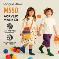 Ensemble de marqueurs acryliques pour enfants Languo, 36 couleurs, avec sac en tissu, pointes souples, matériau ABS